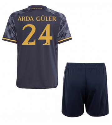 Real Madrid Arda Guler #24 Koszulka Wyjazdowych Dziecięca 2023-24 Krótki Rękaw (+ Krótkie spodenki)